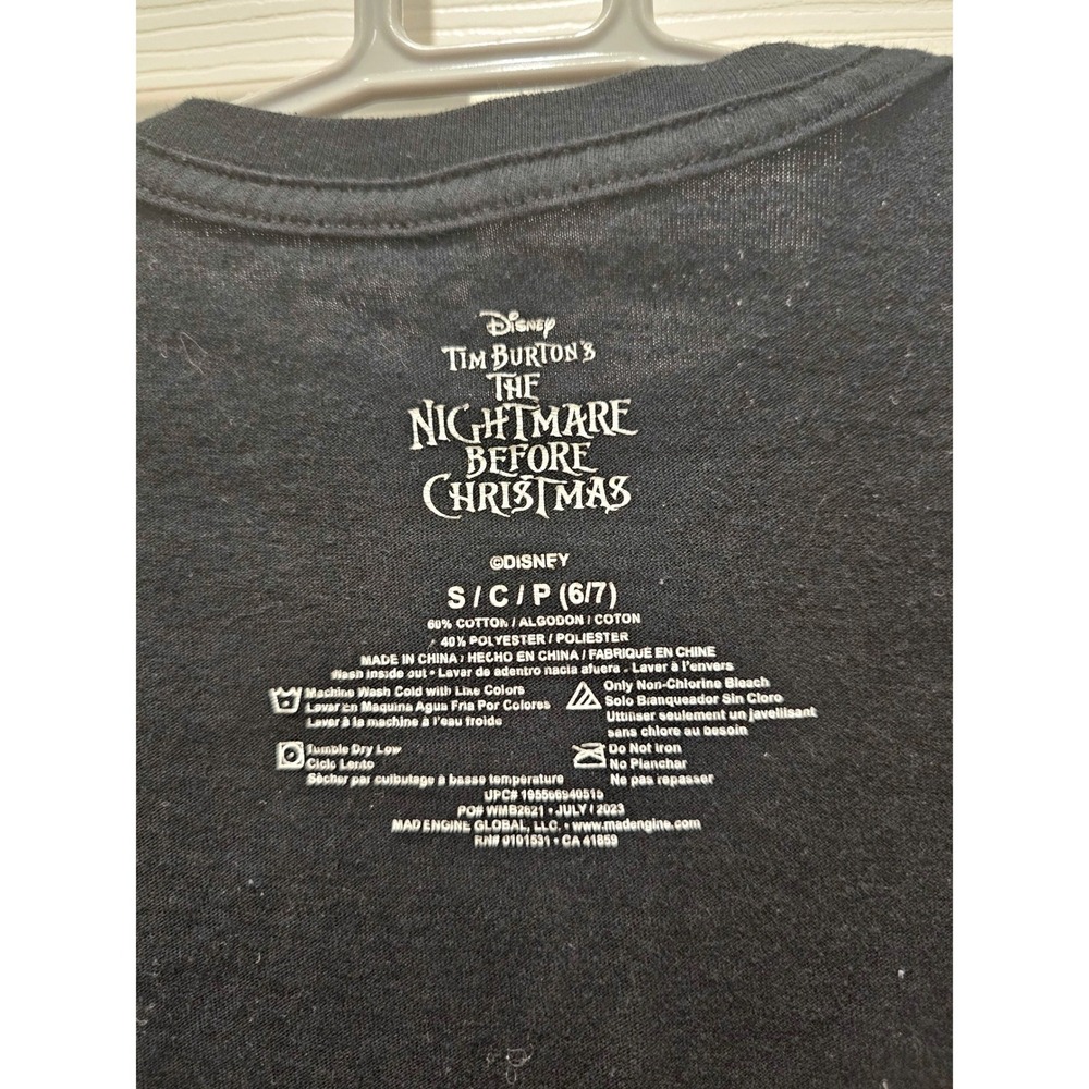 Disney Nightmare Before Christmas Jack Skellington Kids Shirt Black Size S 6/7 - Picture 2 of 2